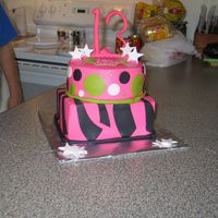 Hot Pink With Black Leopard Stripes This was a super fun cake to do! This was for a young lady who turned 13.my only mistake is I should have connected the green border in the...