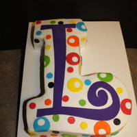 'l' Monogram Cake Inspired by the 'A' monogram cake by conkam. Used the curlz font to make template and cut from a 9 x 13 sheet cake. TFL!!