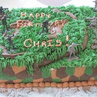 Camo Army Cake For 10 Yr Old Boy 7X13 cake, top layer vanilla, bottom layer chocolate, all buttercream. This was my first attempt at doing camo on a cake and it turned out...