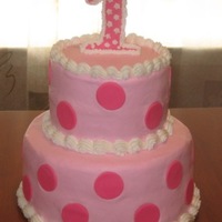 1St Birthday This is a 2 tier cake for a little girl's first birthday party. The mom gave me a picture of what she wanted so I'm not sure who...