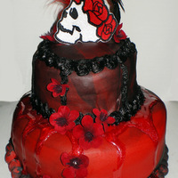 Miranda's Gothic Cake For my little gothic sister's 15th birthday. She requested black and red. Devils food and buttercream, rolled fondant and gel.