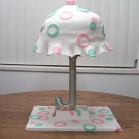 Pink And Green Umbrella For a friends Baby Shower. I'm glad I'm done with this! I had so many things go wrong with it. It's done and looks pretty...