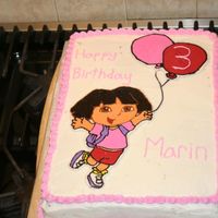 Dora Cake My first real cake. FBCT of Dora and the balloons.