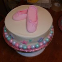 Recital Cake 2 WASC with Raspberry filling, buttercream, and MMF accents. I loved doing this cake. The slippers were fun. Thank you for looking