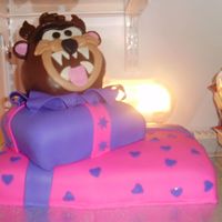 Taz Taz is made out of rice k treats. Cakes covered in mmf.