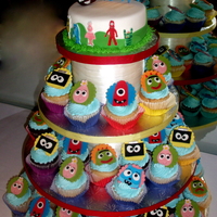 Yo Gabba Gabba Cupcake Tower For my twin nephews.