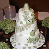 Pear Themed Wedding Cake I was given a picture of a cake with the vines and leaves. The bride-to-be told me her theme was with pears and hydranga. So I added the...