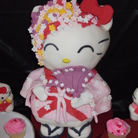 Kimono Hello Kitty made out of cake and rice krispies coveredin fondant !!!! enjoy thank you for looking