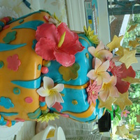 Birthday Cake For My Friend this is my first try at a topsy turvy cake. gumpaste tropical flowers hibuscus and plumeria turned out pretty good my friend was thrilled