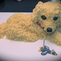 Best Friend Carved chocolate pound cake with buttercream icing and fondant accents. Peanut M&M's for the eyes. For a little girl's first...