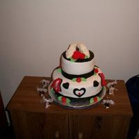 Black And White Bridal Shower Cake My first attempt at fondant! It was difficult because of the humidity that day. Gumpaste bridal shoes and fondant ribbon roses.