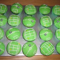 Cupcakes - Soccer And Tennis Decorated with MMF and royal icing.