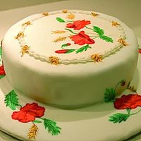 Poppy Cake Brush embroidered poppies - my first attempt at this technique