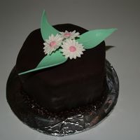 Hexagon Daisy Dark chocolate Satin Ice fondant (yummy).