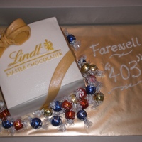 Lindt Chocolate Box AKA "Le King Crap" because I was really unhappy with the end result. Box is cake, bow is fondant, truffles are real. Penmanship...