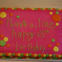 Neon Polka Dots 2 Here is the companion to the orange 80s theme cake. 1/4 sheet all buttercream