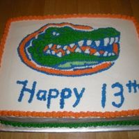 Gator Cake Vanilla cake with white buttercreme. Used star tip for Gator logo.