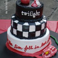 My First Twilight Done all in buttercream with fondant accents...wanted to find a real flower but didnt realize how hard it is this time of year...tried this...