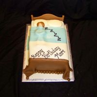 Snoring Lady In Bed This is a 9x13 sheet cake cut in half and stacked and covered with MMF comforter. This was a cake for a lady's mom who is known for...
