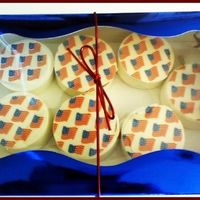 Flag_Oreos.jpg Oreo cookies covered with white chocolate (flavored with cherry oil), used a flag designed chocolate transfer sheet for the top and bottom...