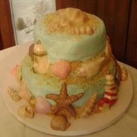 Birthday Beach Cake I did this cake for a friend who is 76 years old. She lived in FL for several years. The top tier is strawberry with strawberries and cream...