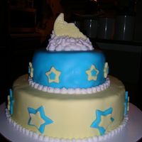 Moon/stars Baby Shower Cake This was done to match a nursery for one of my dearest friends.