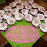 Flower Power Cupcakes for a co-worker who decided to be a stay-at-home mom.