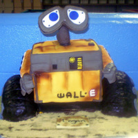 Wall-E Cake Wall-e cake done in fondant and rice crispies treats.