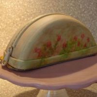 Hand-Painted Change Purse Ordered as a novelty gift in appreciation for a dinner invitation. The top of the stand was covered with fondant as well.