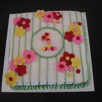 Flower Birthday Cake Inspired by a pattern on a dress. Buttercream icing with fondant flowers