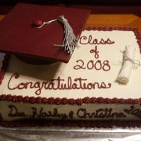Grad Pic italian cream cake with cream cheese frost. chocolate 1/2 ball with buttercream adn fondant and a 9x9 cardboard square with fondant over...