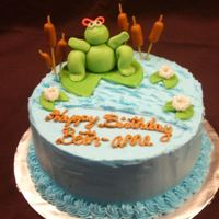 Frog Pond Birthday 8in chocolate round with bc frost/fill. Just a quick cake for my great friend at work who LOVES frogs! so i thought i'd take this...