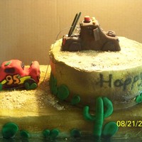 Pulling Out Of Cactus Just what the birthday boy ordered, buttercream with fondant accents, Mater and McQueen are made out of RCT then covered with fondant. Air...