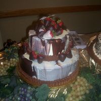 Marble Chocolate cake enrobed in white and chocolate.