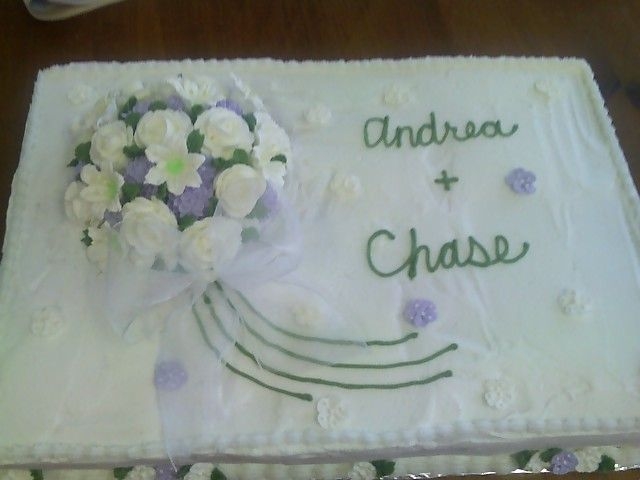 Engagement Party Sheet cake I made for a couple's engagement party. It was buttercream with RI flowers.