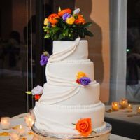 Martinez Wedding fondant cake with fondant swags and fresh flowers