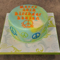 Tie Die Peace Sign Cake Closest I could get to a tie die effect, but it still looks psychedelic and 60's to me! Lemon cake and lemon butter cream covered in...