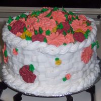 Vicki's B-Day Cake This was a birthday cake for one of the managers in my office. it was a lemon cake with buttercream filling. The flowers were makewith...