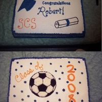 Graduation Cakes Yellow with Chocolate filling and Chocolate with Raspberry filling cakes (both 1/2 sheets). Am. BC for the frosting/decorations. I wrote &...