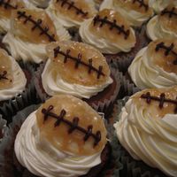 Superbowl Cupcakes Chocolate cupcakes with buttercream icing.