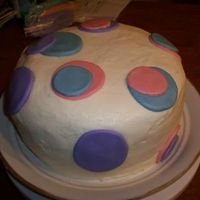 Polkadot Cake My first time working w/ fondant. Chocolate cake w/ strawberry cream filling, bc icing, and Rhonda's MMF polkadots.
