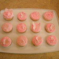 Pretty In Pink WASC cupcakes with almond buttercream, all decorations made from MMF.
