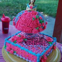Katalin's First Birthday Cake I made this for my DD's first birthday. The topper is a three generation tradition. The doll is Pinapple, the sheet is chocolate. :)