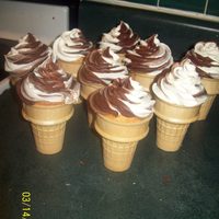Vanilla Chocolate Swirl Ice Cream Cones :) Cupcake Ice cream cones :) My 5 yr old thought it was real ice cream cones :)