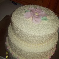 Birthday 2 tier Cake...for a birthday. Gumpaste accents. :D I love how it turned out but it took a really long time.