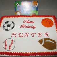 Sports Galore! Used the invitation as guide. For a young sports enthusiast. All buttercream.