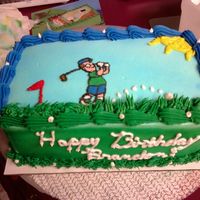 Golfer ice cream cake, done with frozen bc transfer...this one was a pain as there were little details.