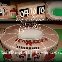 Fsu Grooms Cake This is the FSU Doak campbell stadium. Bride and groom went to FSU and they used this cake for their rehearsal dinner. They loved it....