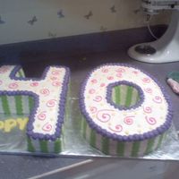 40Th Birthday Carved from several sheet cake 4 was white cake and 0 was choc.. cake.. Iced all in BC icing and side was MMF accents...