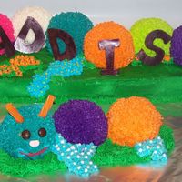 Mommy Caterpillar And Baby This cake was made for a little girl turning 1 yr old and the mother wanted a cake that she could dig into without messing up the big cake...